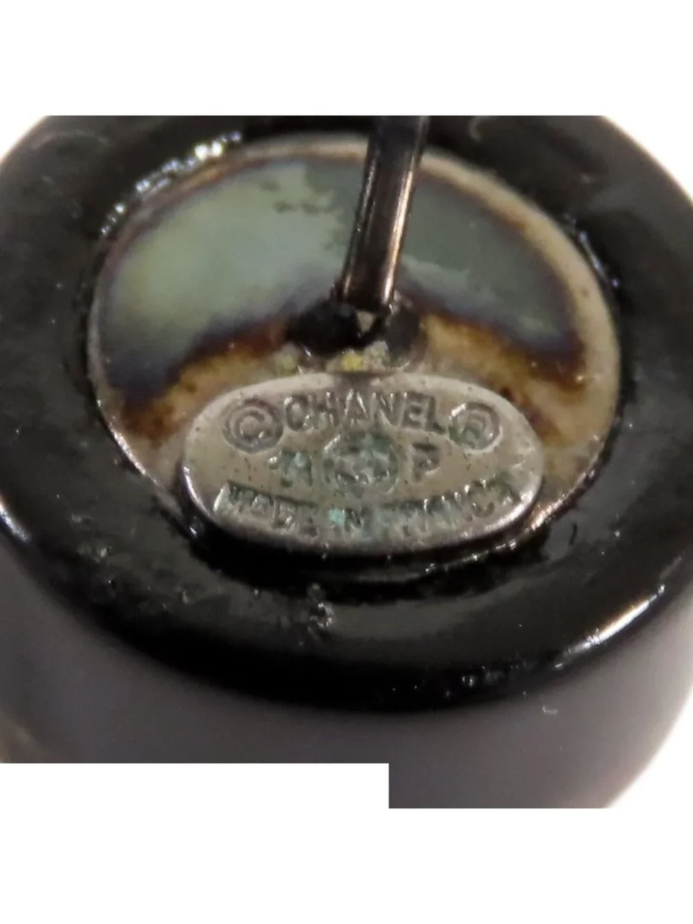 Chanel Earrings Black Resin CC Logo